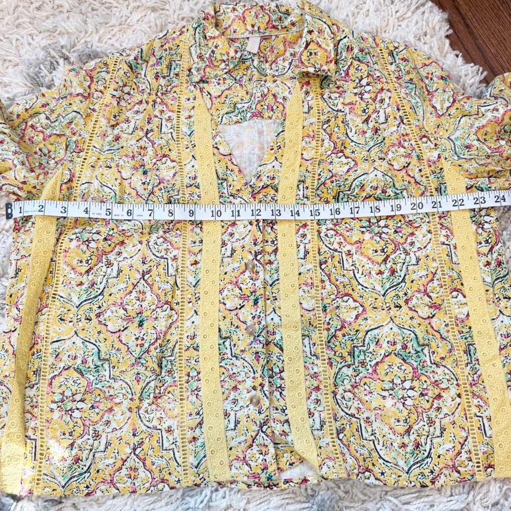 Anthropologie | Pilcro Pintuck Peasant Blouse in a yellow floral print Large - Picture 12 of 13